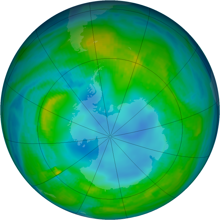 Antarctic ozone map for 07 May 1983